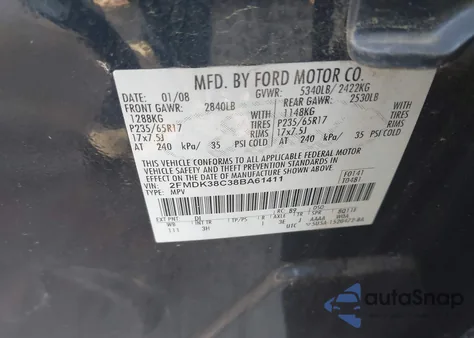 2008 Ford Edge Sel z USA, uszkodzony, nr VIN 2FMDK38C38BA61411